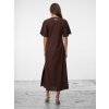SIMPO lněné hnědé šaty Solea Mar s rukávkem