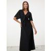 SIMPO lněné černé šaty Solea Mar s rukávkem