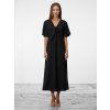 SIMPO lněné černé šaty Solea Mar s rukávkem