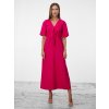 SIMPO lněné růžové šaty Solea Mar s rukávkem
