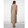 SIMPO lněné béžové šaty Solea Mar bez rukávu
