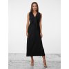 SIMPO lněné černé šaty Solea Mar bez rukávu
