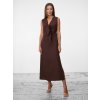 SIMPO lněné hnědé šaty Solea Mar bez rukávu