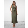 SIMPO lněné khaki šaty Solea Mar bez rukávu