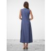 SIMPO lněné modré šaty Solea Mar bez rukávu