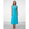 SIMPO lněné tyrkysové šaty Solea Mar bez rukávu