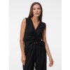 SIMPO lněný černý top se stahováním Vela Mar