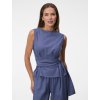 SIMPO lněný modrý top Clara Mar