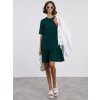 SIMPO lahvově zelené šaty Stella s volánovou sukní