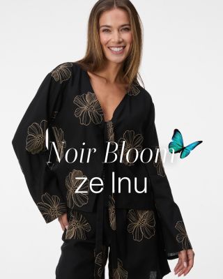 Kolekce Noir Bloom z české módní dílny. 🌼🖤 Len v úplně jiné podobě. Výrazný květinový motiv v jemném zlatém tónu na černém...