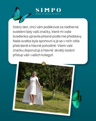 Pro svou sportovně laděnou svatbu si naše krásná zákaznice vybrala ručně šité šaty z naší české módní dílny SIMPO. 🪡🦋...
