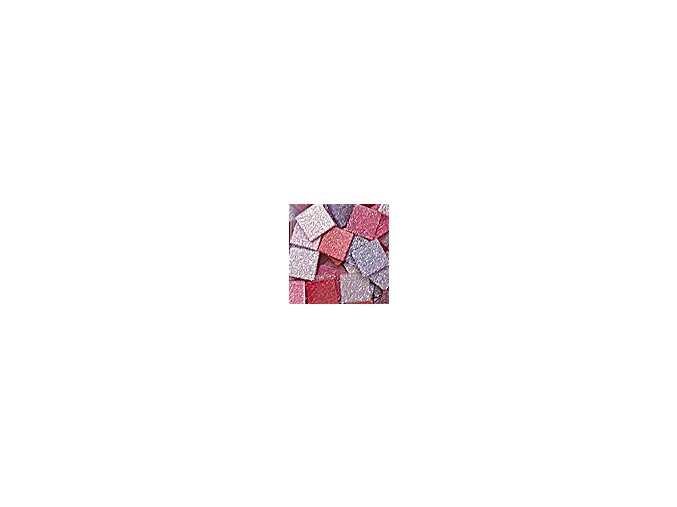 Mozaikové plastové kamínky s glitrem 10 x 10 mm  -  růžovo červená