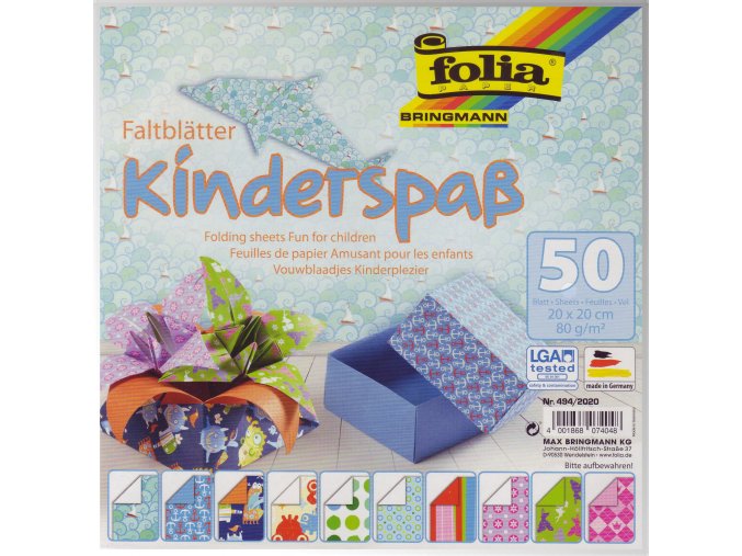 Origami papír Kinderspas 50ks, 80g - 10x10cm