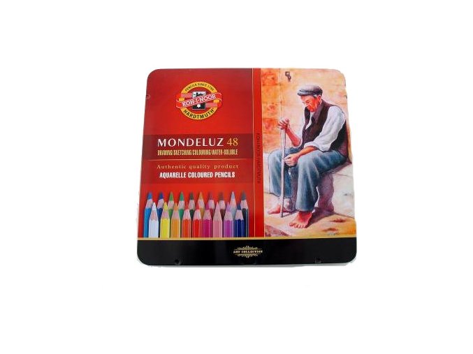 Sada 48 uměleckých akvarelových pastelek Mondeluz Koh-i-noor v plechové krabičce