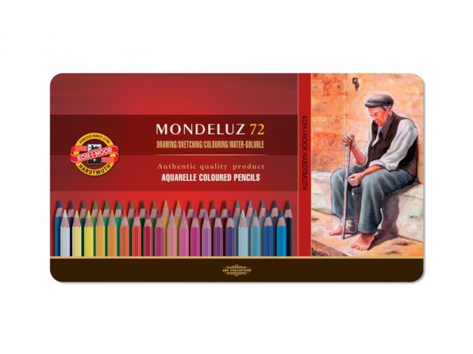 Sada 72 uměleckých akvarelových pastelek Mondeluz Koh-i-noor v plechové krabičce