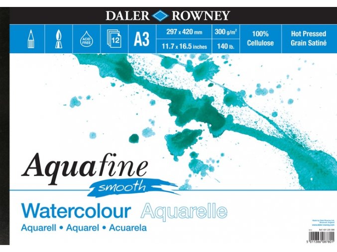 Blok akvarelový 300g Aquafine smooth Daler-Rowney - 12 listů A3