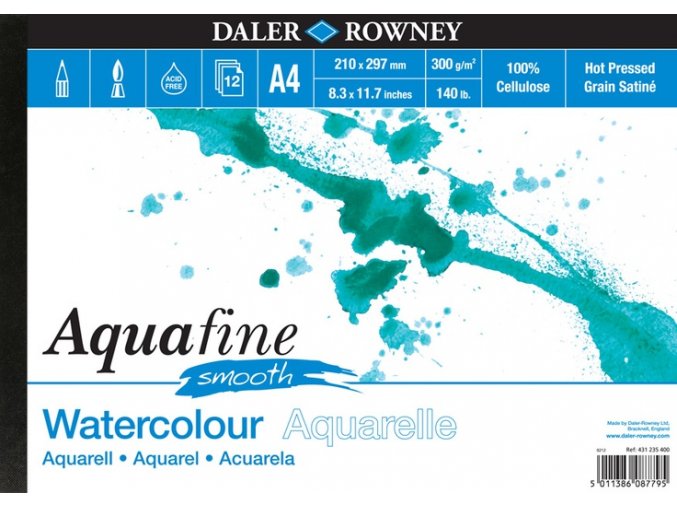 Blok akvarelový 300g Aquafine smooth Daler-Rowney - 12 listů A4