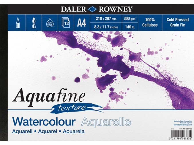 Blok akvarelový 300g Aquafine texture Daler-Rowney - 12 listů A4