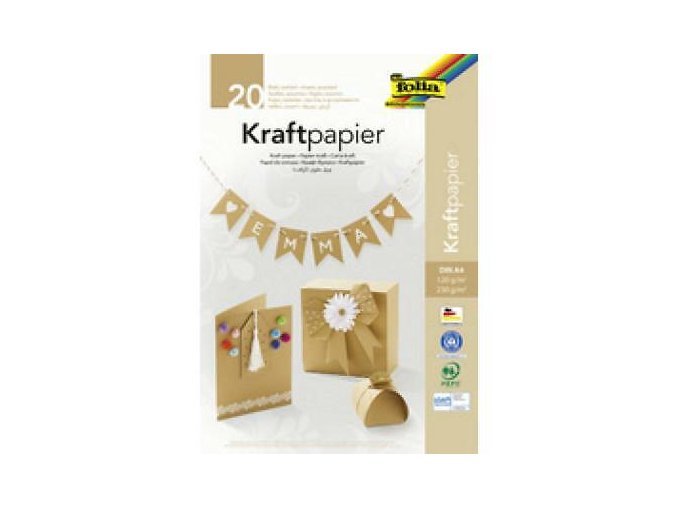 folia Kraftpapier Block DIN A4 20 Blatt sortiert 698