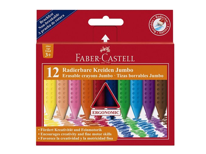 Sada 12 školních plastických pastelek trojhranných Faber-Castell GRIP