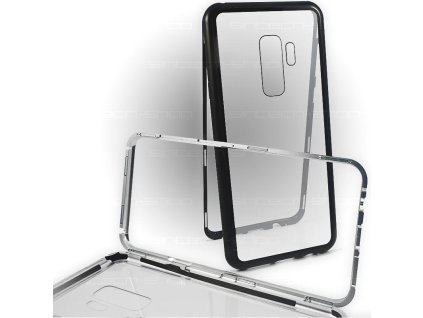 Magnetický hliníkový kryt s tvrzeným sklem pro Samsung Galaxy S9+ (Barevná varianta Černá)