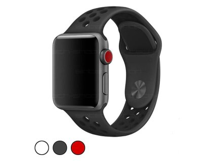 Silikonový Pásek Double pro Apple Watch 1/2/3/4/5/6/SE 38mm/40mm (Barevná varianta Černá/Červená)