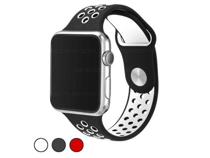 Silikonový Pásek Double pro Apple Watch 1/2/3/4/5/6/SE 42mm/44mm (Barevná varianta Černá/Červená)