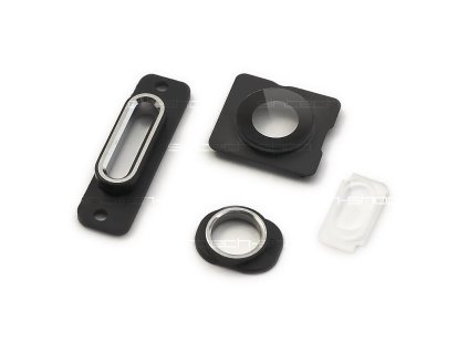 iPhone 5S černý, SET 4ks Back Housing Port - set rámečků, stříbrný