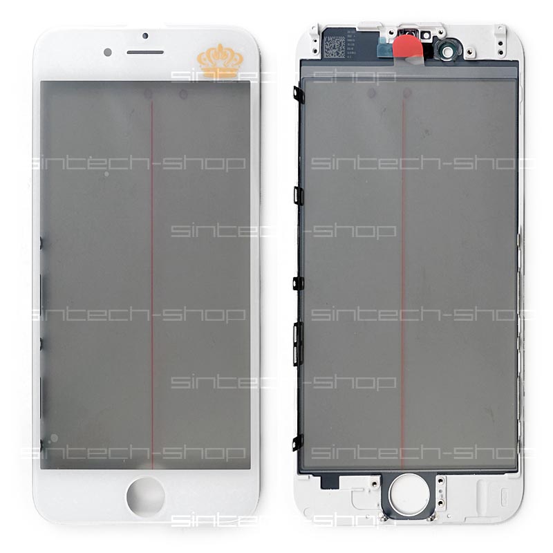 iPhone 6 čelní dotykové sklo s rámem, OCA lepící vrstvou a polarizerem PREMIUM - bílé