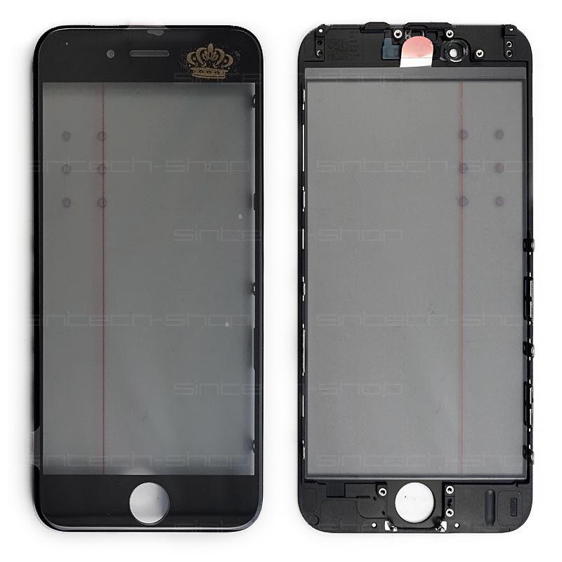 iPhone 6 čelní dotykové sklo s rámem, OCA lepící vrstvou a polarizerem PREMIUM - černé