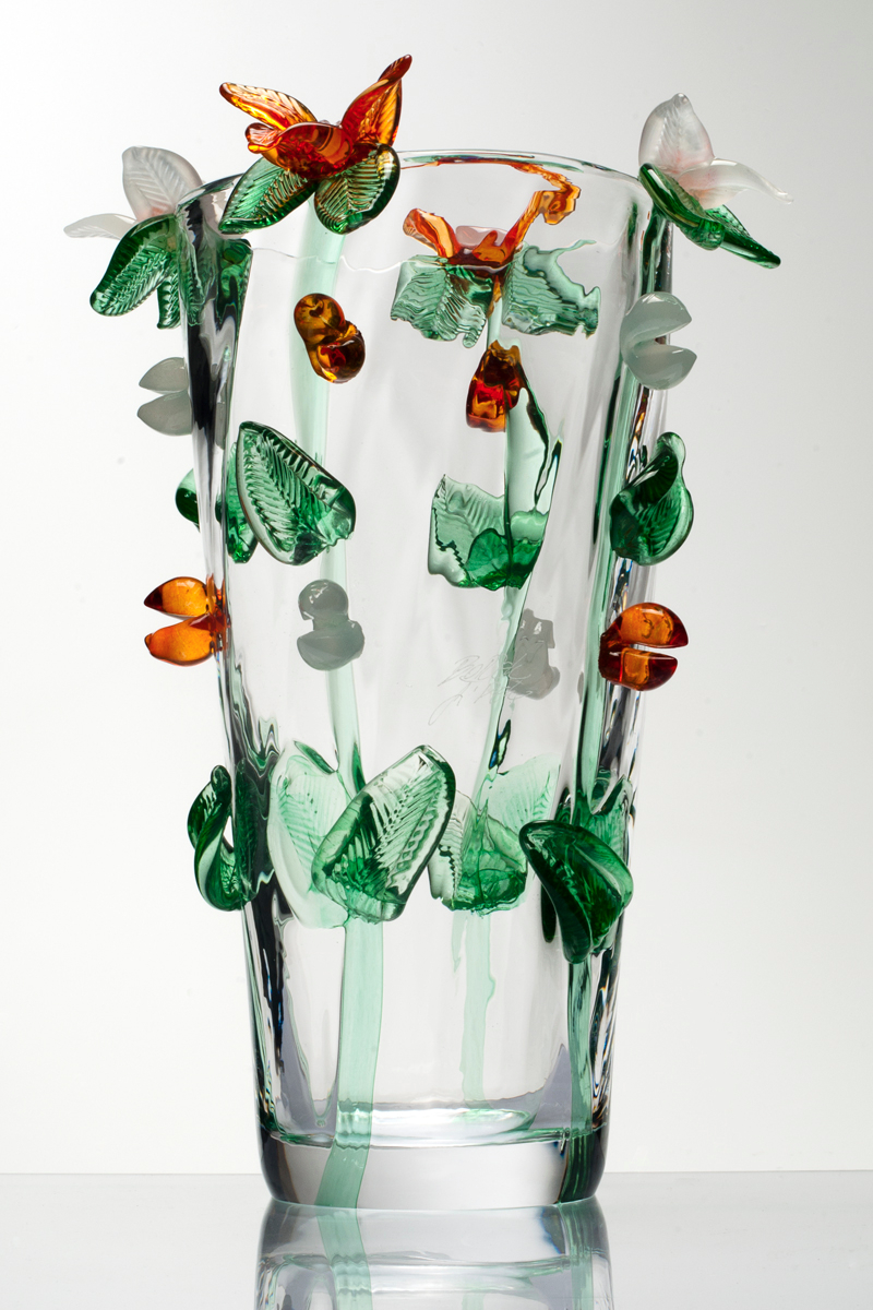 Handmade design glass vases and bowls by Borek Sipek.