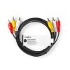 6303 3 kabel av 3x rca samec 3x rca samec 1 5 m cerny