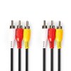 6303 1 kabel av 3x rca samec 3x rca samec 1 5 m cerny