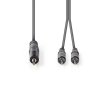 6327 1 stereo audio kabel 3 5 mm zastrcka 2x rca zastrcka 3 m seda barva