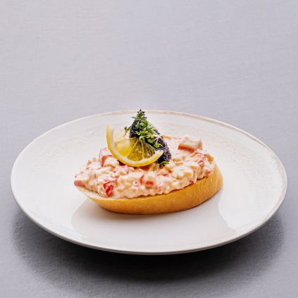 Open sandwich with crab salad