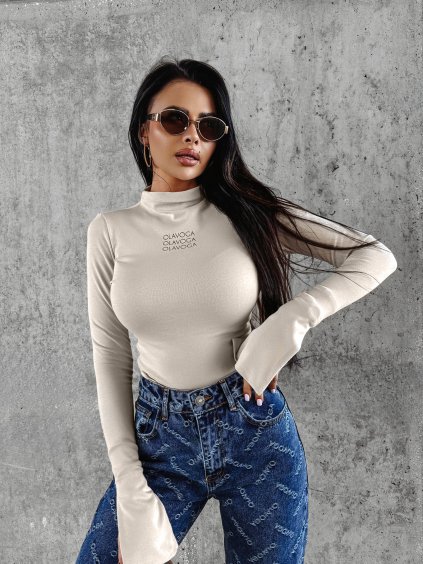 bluzka basic dopasowana selma olavoga bezowa 3