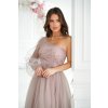 Společenské tylové šaty na jedno rameno LINDA béžová