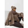 Pletený zimní set FIONA- šála, čepice, rukavice, návleky - cappuccino