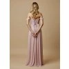 Dlouhé společenské šaty INGRID s odhalenými rameny světle růžová