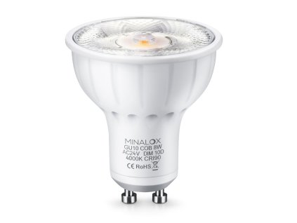 MINALOX stmievatelna LED ziarovka GU10 8W 4000K 10D biela DC24V smarthome