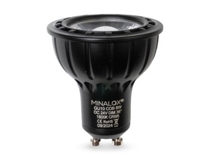 MINALOX stmievatelna LED ziarovka GU10 8W 1800K 36D cierna DC24V smarthome