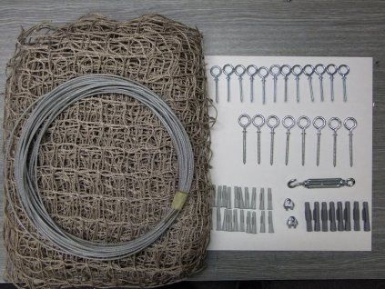 síť na balkon a lodžii pro kočku 2m x 1,6m kompletní set oko 40 x 40 mm vlákno 2x2 mm +lankový rám pozinkovaný