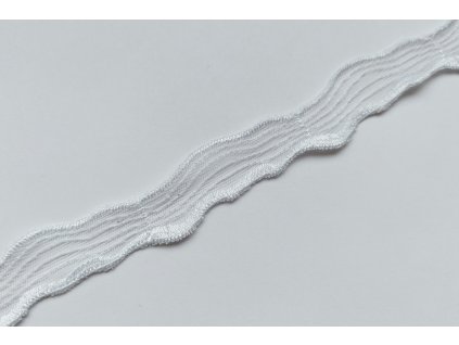 Nepružná bílá krajka s motivem vlnek