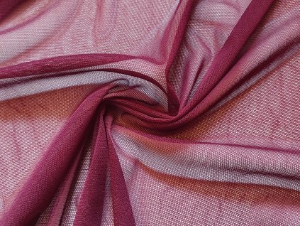 Elastický tyl ve vínové barvě