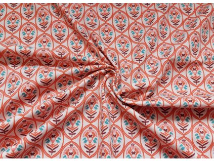 Bavlněný úplet – vzorovaný s retro květy