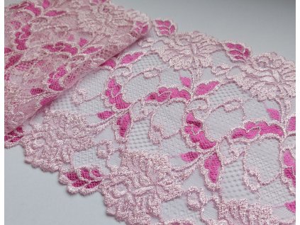 Dvoubarevná růžová krajka s květy