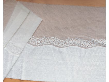 Bílá pružná krajka s tylem
