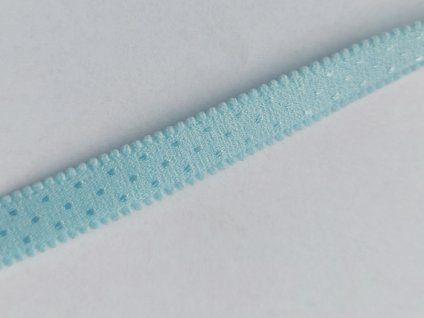 Ramínková pruženka s tečkami- světle modrá 12 mm