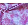 Bavlněný úplet – růžovo-fialový batikovaný motiv