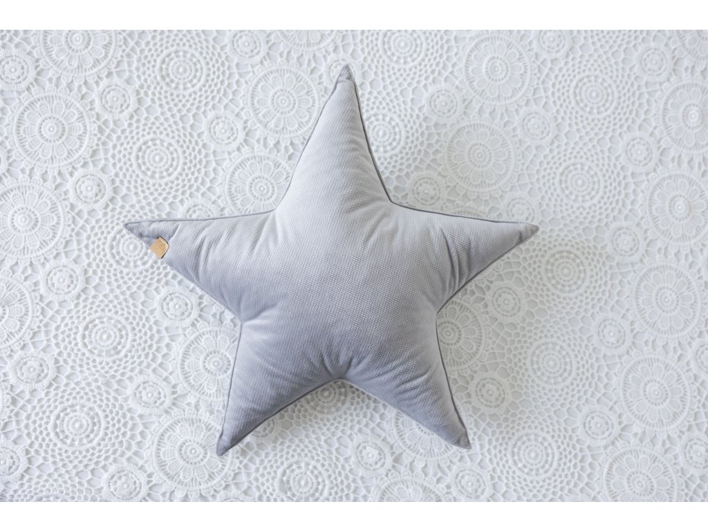 Dekorační polštářek hvězda – šedý velvet